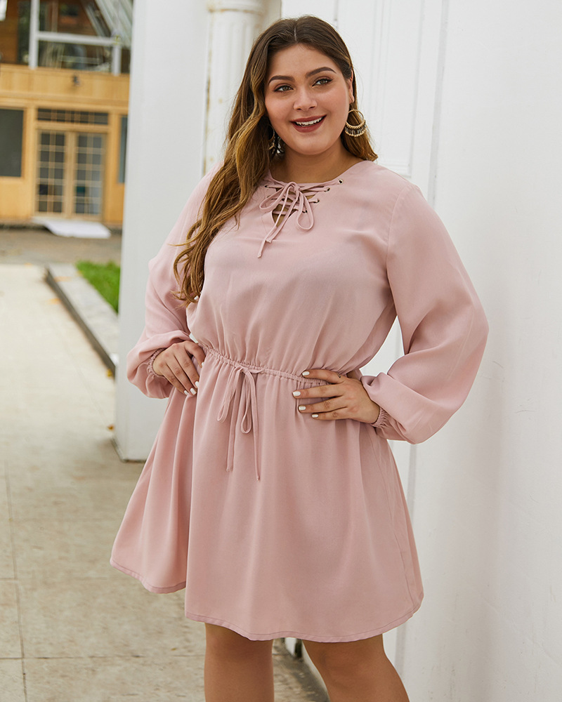 plus size spring and summer pure color dress  NSQH8012