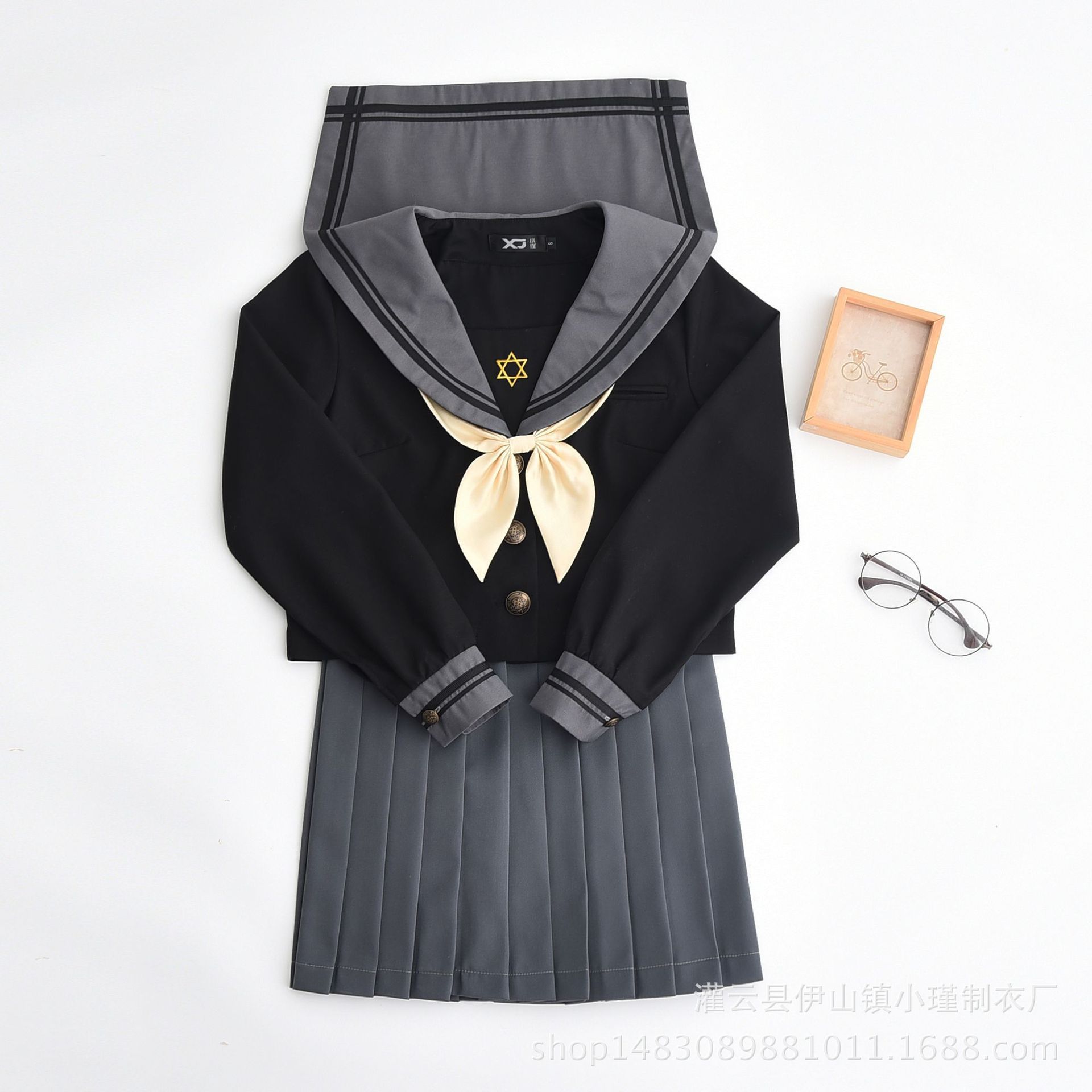 Jk Uniform Long Sleeve Spring and Autumn suit Japanese Style School Uniform College Style Sailor Suit Class Suit Navy Style Soft Girl Pleated Skirt
