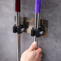 衛生間拉絲拖把架 粘鈎免打孔無痕拖把架 掛鈎免釘強力拖把夾