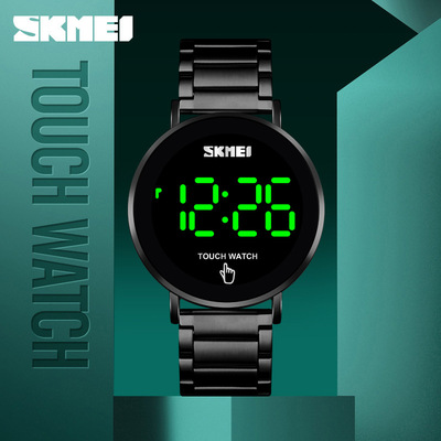 新款简约时尚LED触屏男士手表 时刻美SKMEI防水不锈钢带电子表|ru