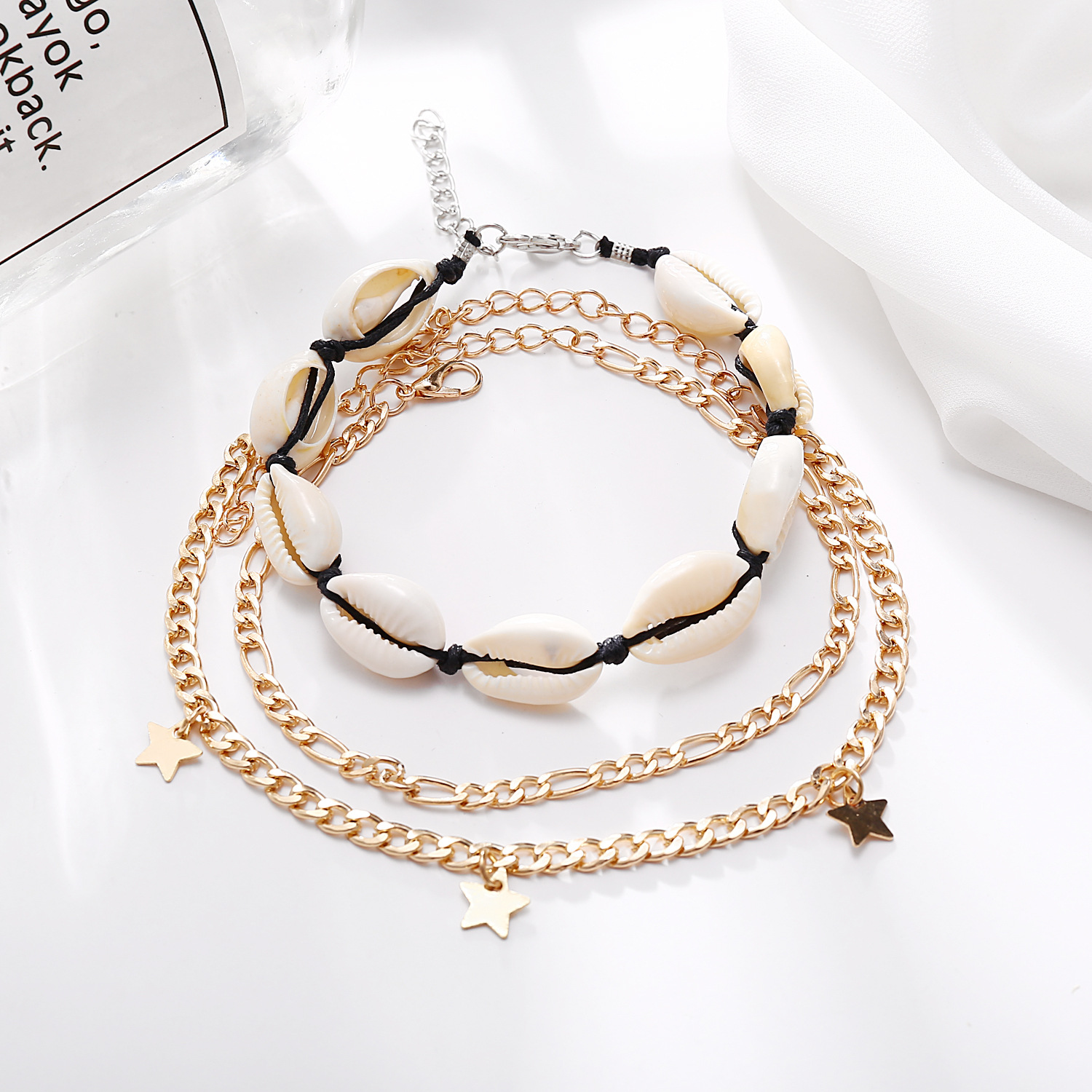 Creative Elegant Bohemian Shell Pearl Beaded  Multi Circle Anklet 4-piece Set display picture 5