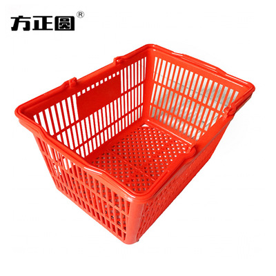 方正圆品牌全新料加厚手提镂空KTV超市购物篮22L塑料零食买菜|ru