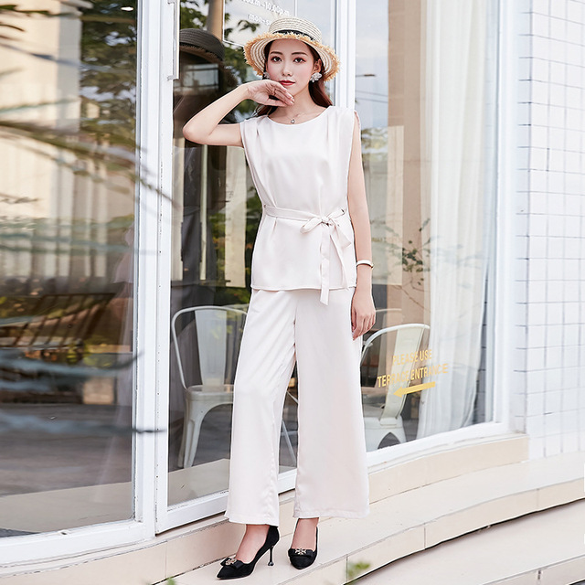 Summer New Fashion Suit Slim High-waisted Broad-legged Trousers