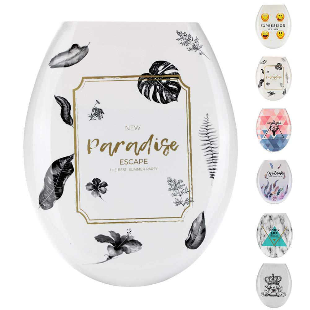 Cubierta de inodoro engrosada impresa cubierta de asiento de inodoro accesorios de plástico PP estilo europeo ordinario en forma de U 18 pulgadas cubierta de inodoro