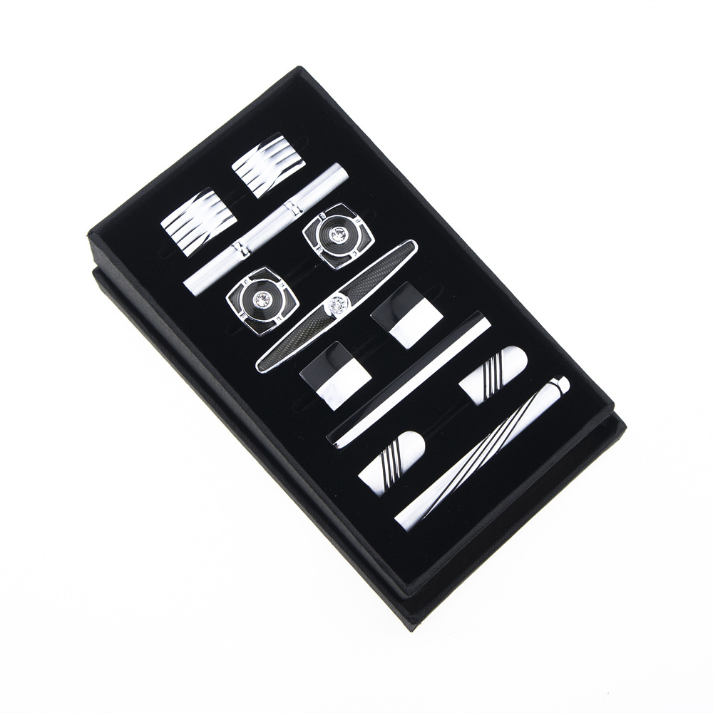 戴丽袖扣领带夹套装跨境热销时尚镶钻男士配饰流行经典复古款