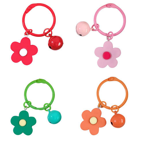 Japanese girl heart Korean version colorful flower bell keychain fairy candy color macaron flower keychain
