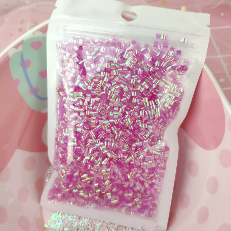 Soft Tube Beads 10 g — Iridescent DIY Slime & Craft Filler, Colorful Tiny Rice Granules