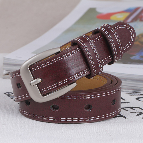 Double line women's belt Korean version versatile women's belt simple casual pin buckle jeans belt factory direct sale