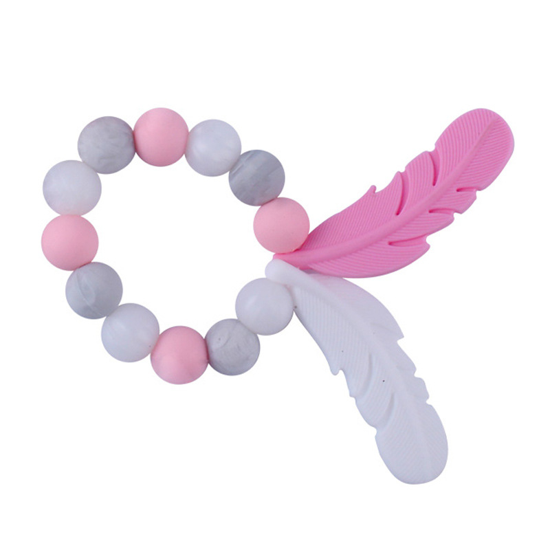 Bebé suministros silicona teether bebé pluma dibujos animados silicona juguete teether chupete Silicona