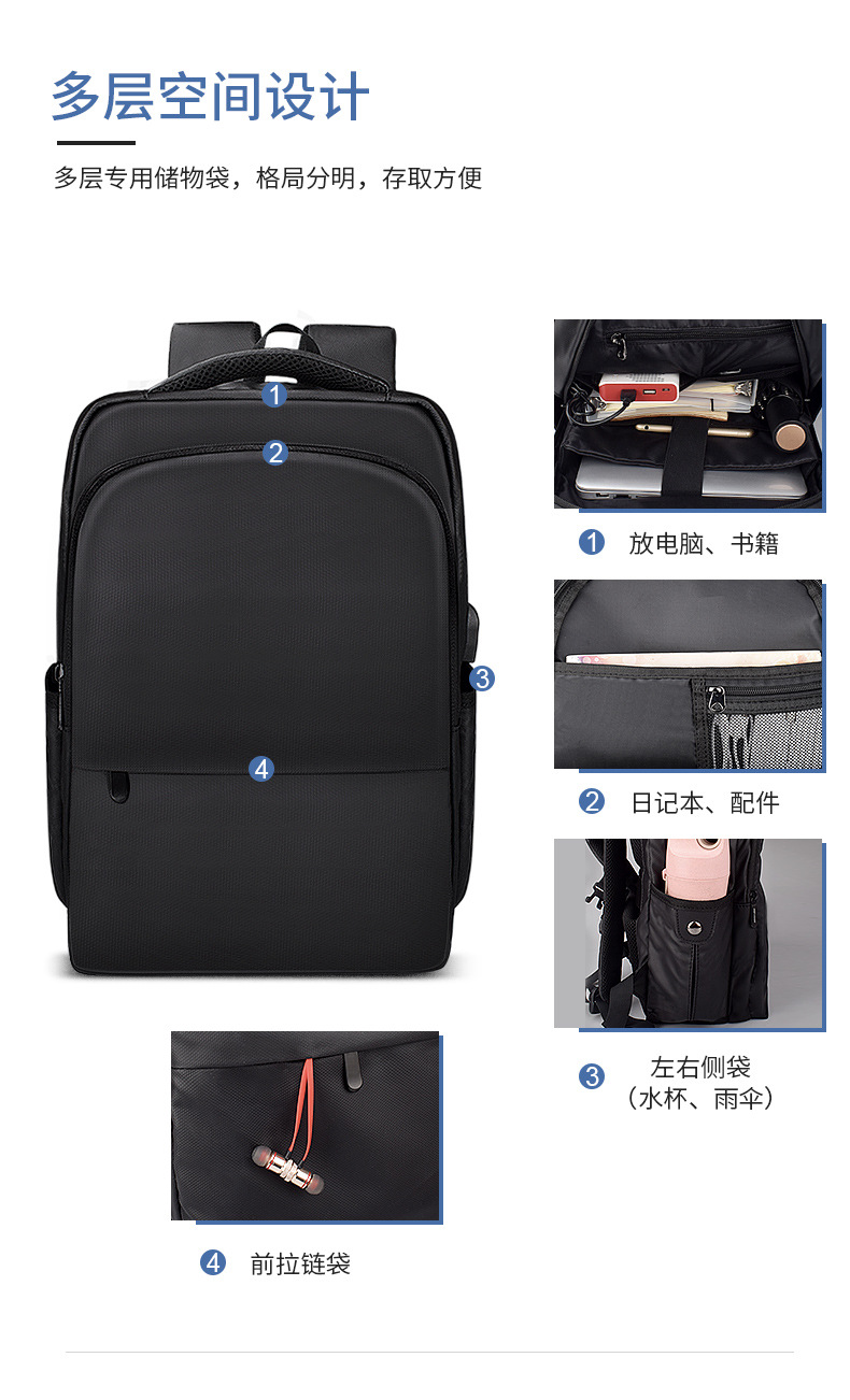 Backpack, laptop bag, anti-theft and waterproof, schoolbag for boys and girls, casual business, large capacity 15.6 inches undefined