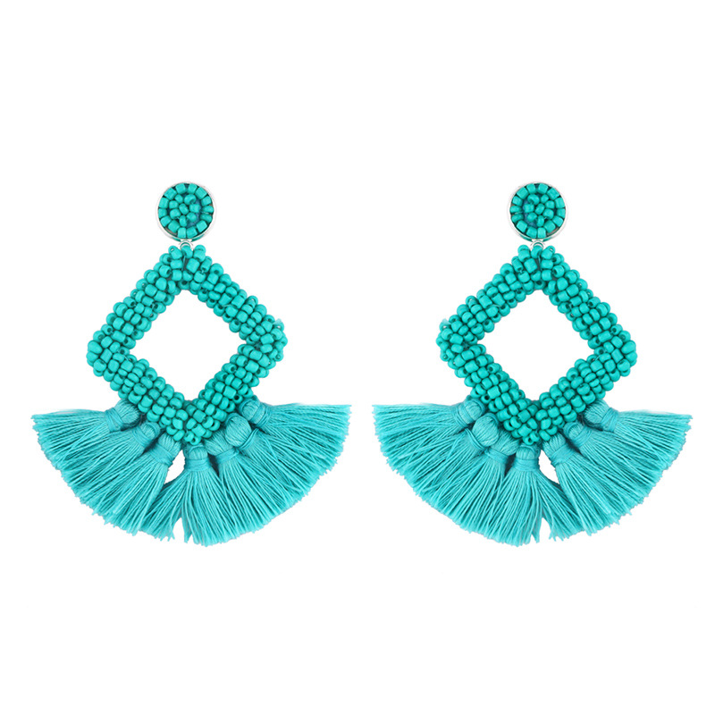 Jewelry Mizhu Tassel Earrings Female Geometric Diamond Stud Earrings display picture 7