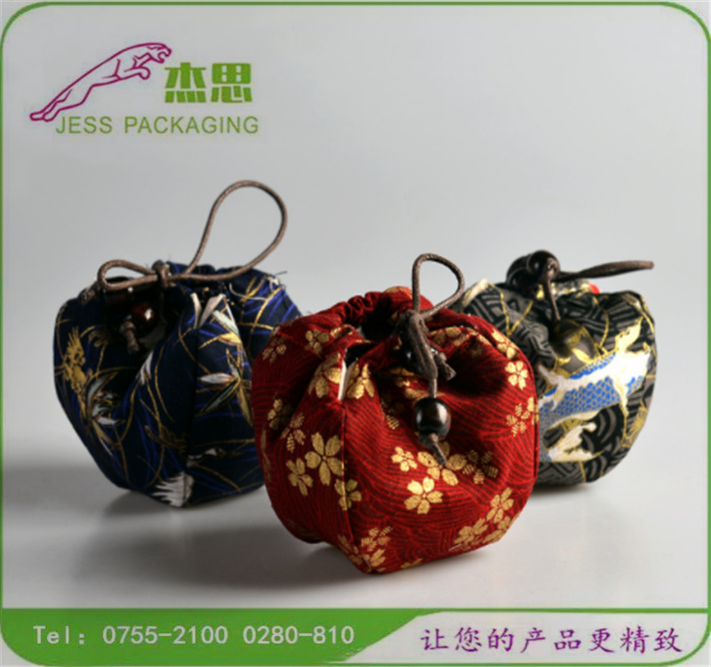 设计新款棉布茶具茶杯银壶银碗收纳包花色瓷器加厚夹棉陶瓷束口袋