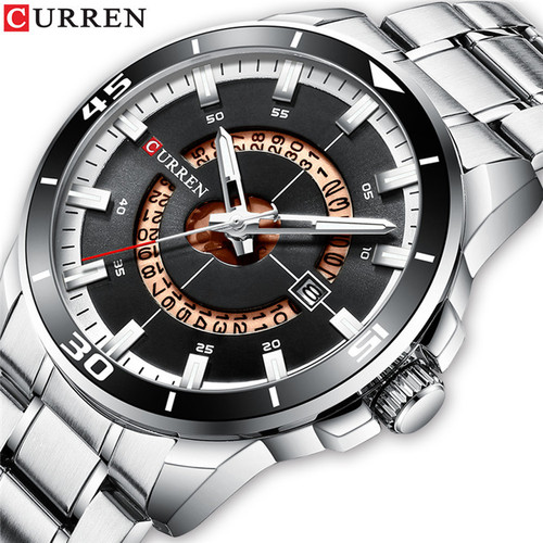 CURREN/Carren 8359 Steel Strap Watch Simple Calendar Large Dial Business Watch Waterproof Men's Fashion Watch