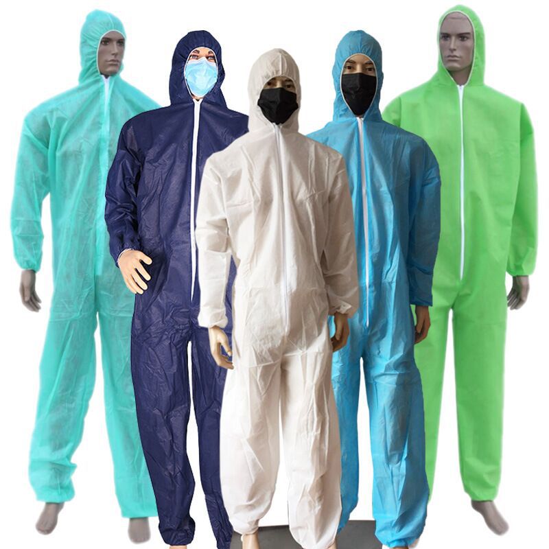 武汉康寿pp+pe淋膜无纺布民用连体防护服 一次性隔离衣连帽连体