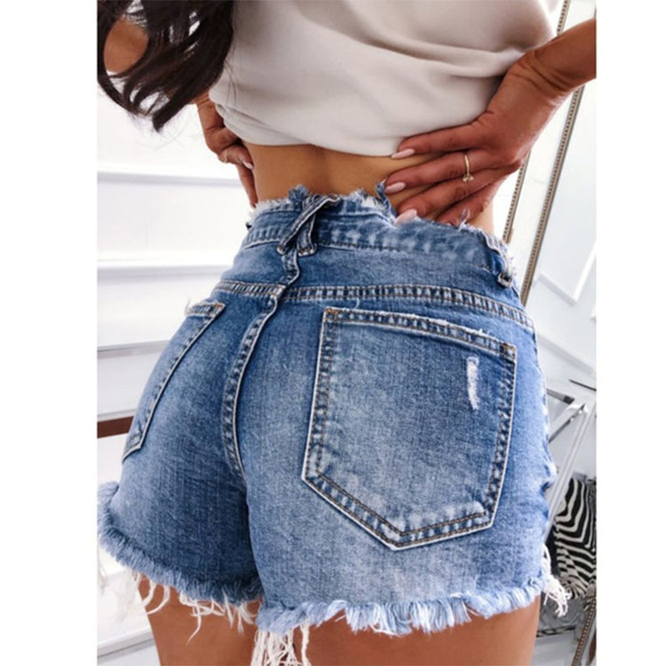 Women's Denim Shorts Sexy Tight With Holes Ripped Denim Jeans Hot Pants Shorts