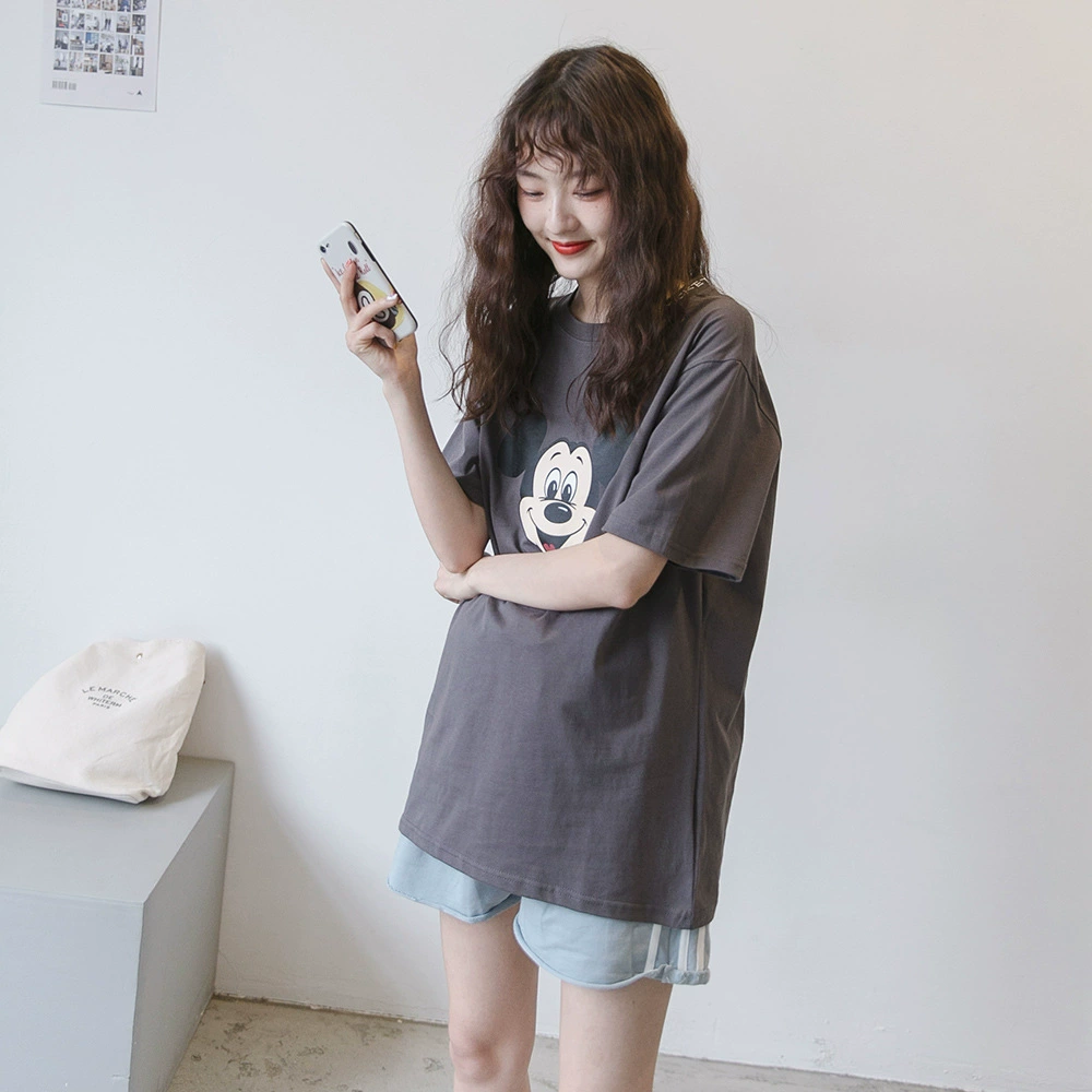 Новая летняя одежда для беременных, модный топ с короткими рукавами, Свободный Топ больших размеров для беременных, универсальная футболка с короткими рукавами, цельная Мода