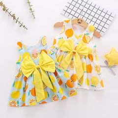 A288 Imported Children's Summer Cotton Skirt Lemon Sleeveless Dress Princess Dress