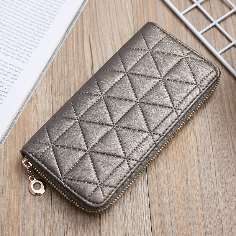 Korean Long Embroidered Rhombus Multi-card Wallet Wholesale display picture 27