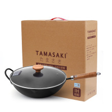 厂家直销TAMASAKI 正品日本极铁炒锅 无涂层不粘锅家用炒菜锅具