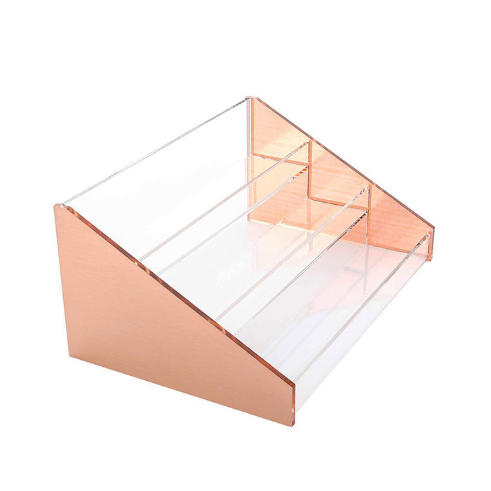 侧面亚克力镜面 定制亚克力香水展示架 三层式指甲油架