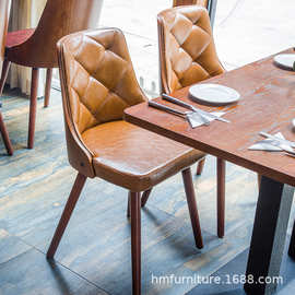 高档皮餐椅阳台休闲椅卧室客厅休闲椅现代北欧简约时尚创意实木