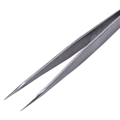 Round edge stainless steel tweezers 1.5 thick silver straight elbow disassembly machine bird's nest hair grafting eyelashes canvas set beauty