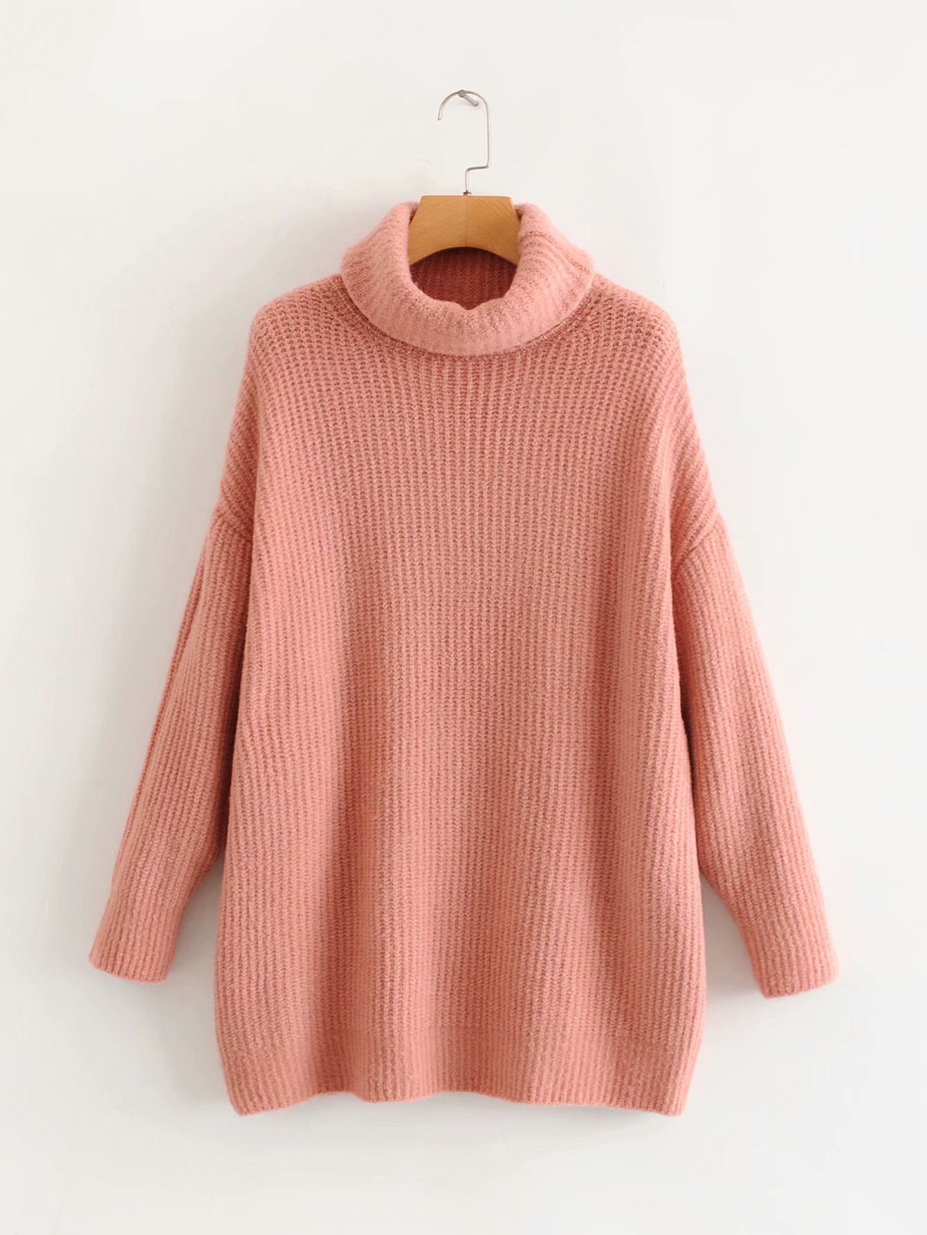 Turtleneck Loose Solid Color Sweater NSAM29902