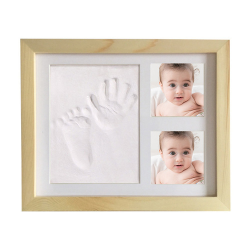 Creative Baby Handprint and Footprint Frame, Infant Hand and Footprint Hand Sticker White Frame, Full Moon Keepsake, Handprint Ink