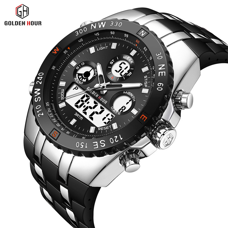 New Dual Display Date Alarm Clock Digital Digital Watch Sports Waterproof Silicone Watch Men's Wristwatch New Dual Display Date Alarm Clock Digital Digital Watch Sports Waterproof Silicone Watch Men's Wristwatch