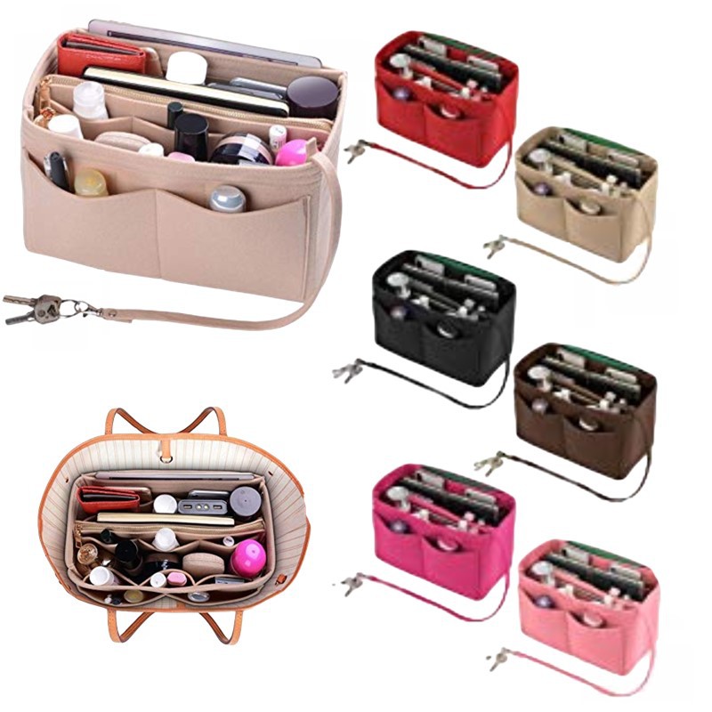 跨境直供毛毡化妆包 手提袋化妆品收纳包 多功能毛毡收纳包中包|ms