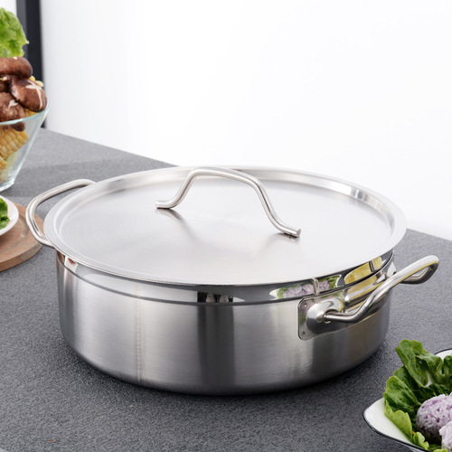 Straight Couple Pot, Thick Stainless Steel Hot Pot, Commercial Electric Stove Hot Pot, Clear Soup Pot Wholesale