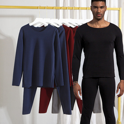 冬季新款德绒保暖内衣套装男士双面磨毛发热保暖两件套装男式秋衣