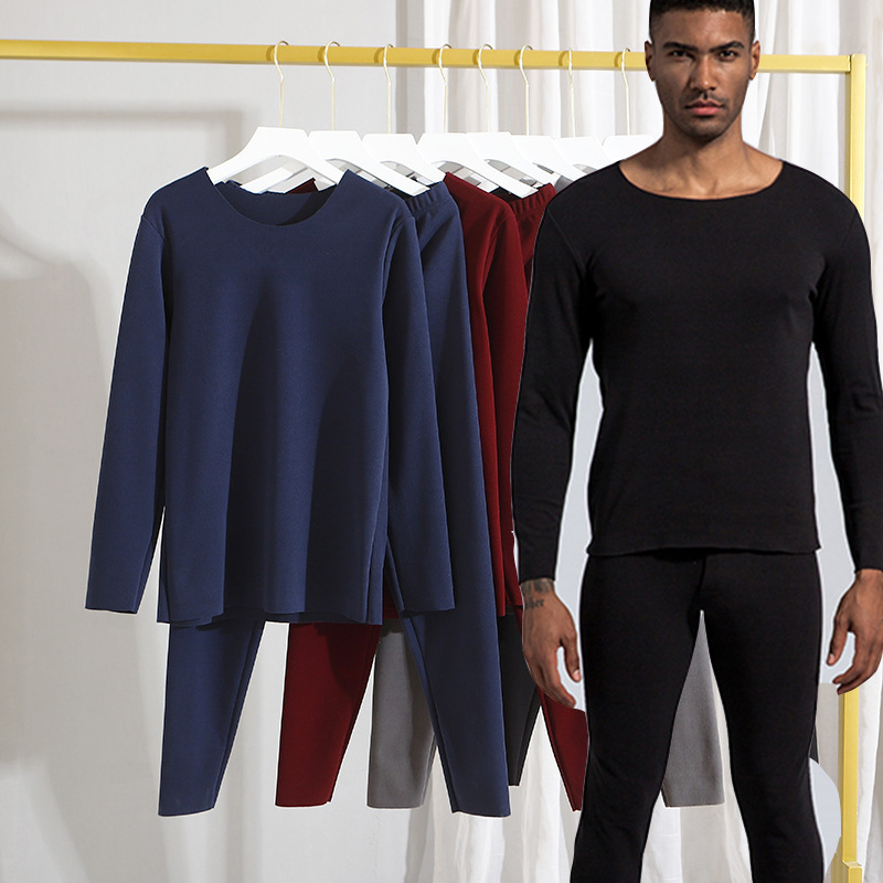 冬季新款德绒保暖内衣套装男士双面磨毛发热保暖两件套装男式秋衣