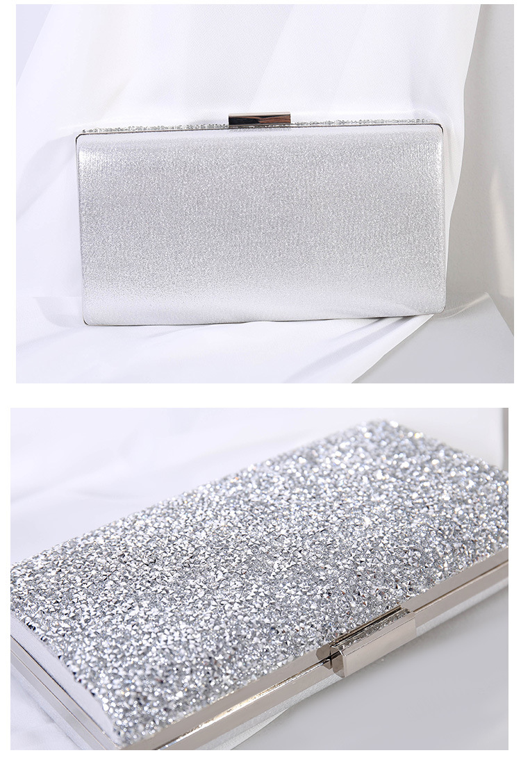 Black Silver Champagne Pu Leather Color Block Resin Rhinestones Square Evening Bags display picture 1