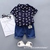 Jeans, children's set, polo, clothing, with short sleeve, Korean style