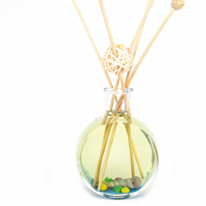 无火香薰瓶150ml扁圆香薰玻璃瓶藤条挥发香薰瓶空瓶