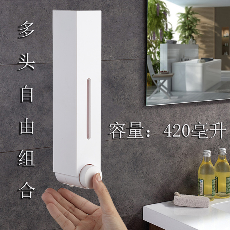 Hotel manual press soap dispenser single double three head wall mounted hand soap bottle shampoo shower dispenser