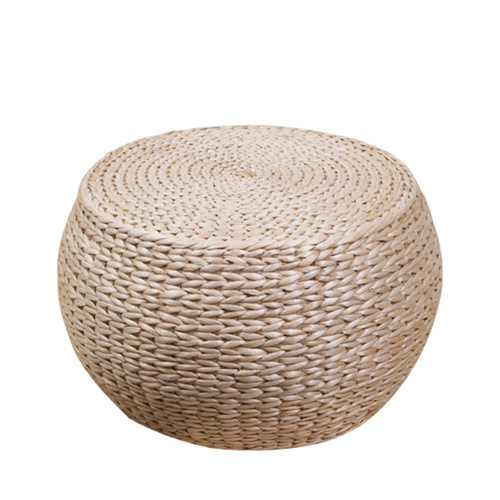 Hand-woven rattan seat with a simple, sturdy, and durable design, featuring an internal frame for support. Customizable rattan stool.