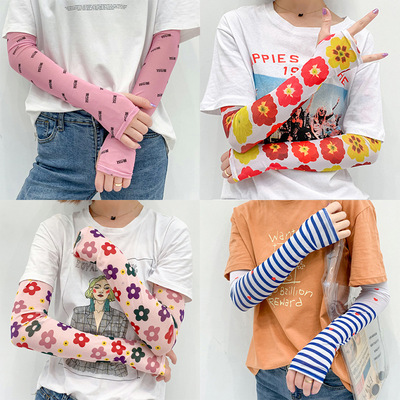 泫雅防晒女手袖护臂袖套冰手臂袖冰丝手套开车神器可爱网红美少女|ru