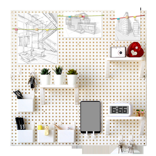 Plastic grid storage rack without drilling hooks kitchen pixel board wall-mounted multi-purpose shelf can be shipped
