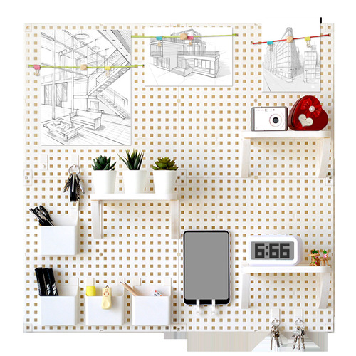 塑料洞洞板收纳架免打孔挂钩厨房像素板壁挂式多功能置物架可代发