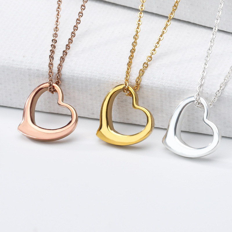 10g Weight 0.03µm-0.05µm Gold Plating Thickness PVD Coated Gold Plating Process PVD Coated Real Gold Plated Heart Stainless Steel Fashion Waterproof Non Tarnish 304 Stainless Steel Lobster Trigger Clasp Closure Necklace