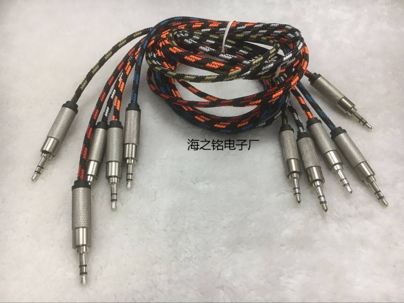 彩色3.5尼龙编织音频线 金属头3.5mm公对公 AUX车载音频线 厂家