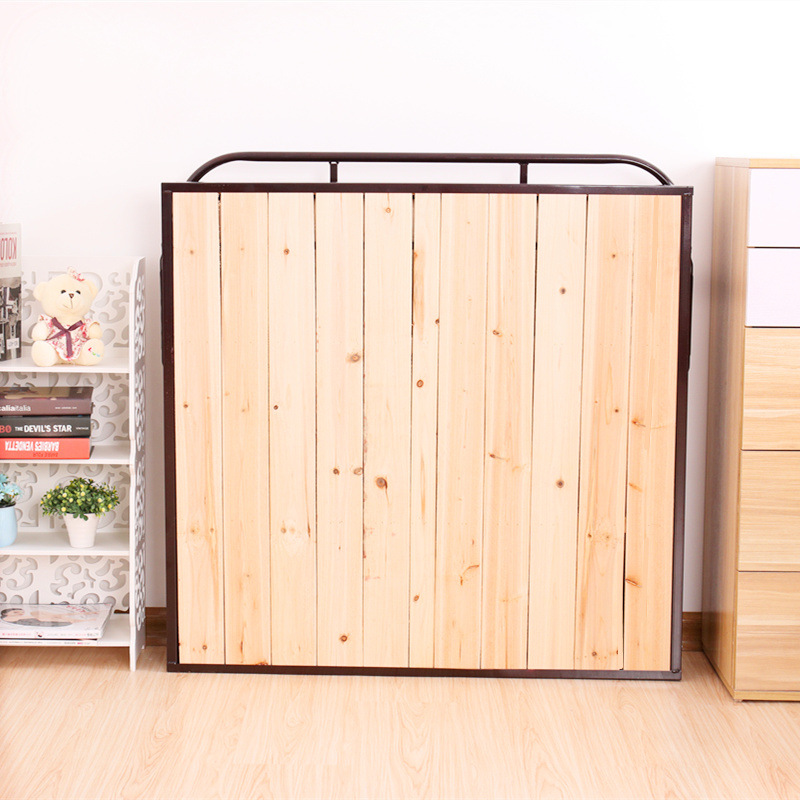 Hubei Wuhan folding sheet single bed office lunch break bed 1.2 meters double wooden board solid steel wooden bed accompanying bed
