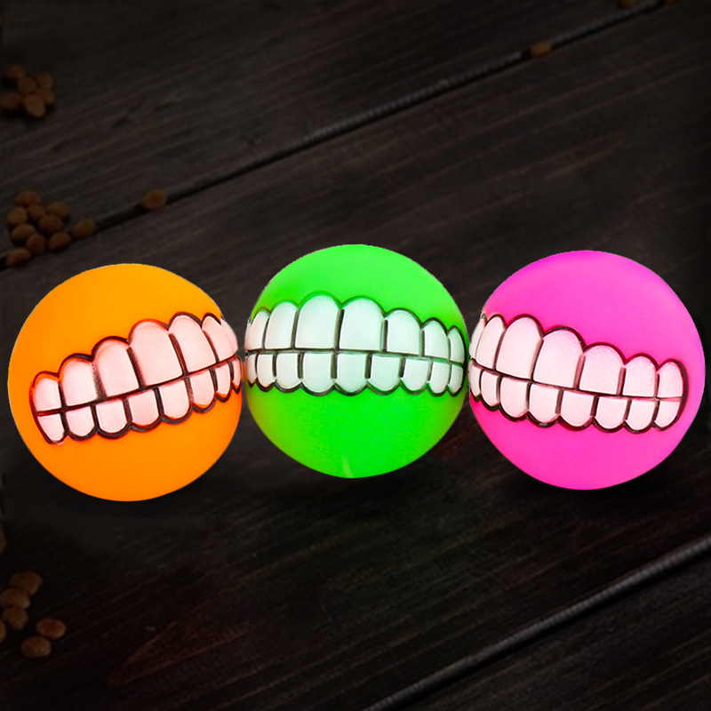 宠物用品爆款牙齿球发声狗玩具 搪胶宠物玩具耐咬 宠物玩具球现货