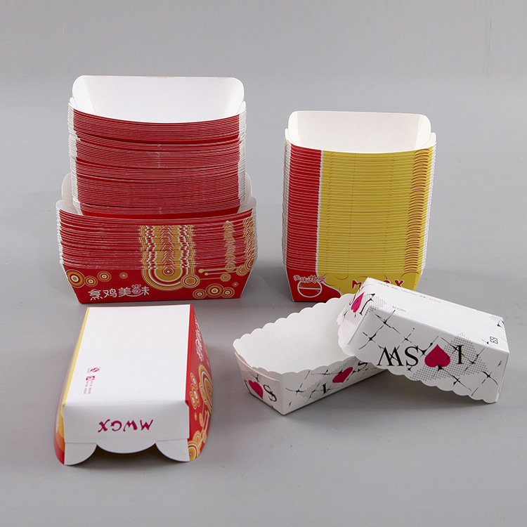 批发休闲白卡纸一次性 快餐打包盒 定做船型炸鸡食品包装盒