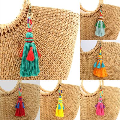 民族风流苏米珠手工毛球波西米亚风流苏挂件时尚包包流苏挂件批发