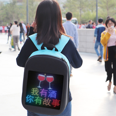led knapsack advertisement originality luminescence Advertising screen outdoors motion Shoulders waterproof capacity schoolbag