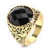 Retro accessory, sophisticated carved ring, with gem