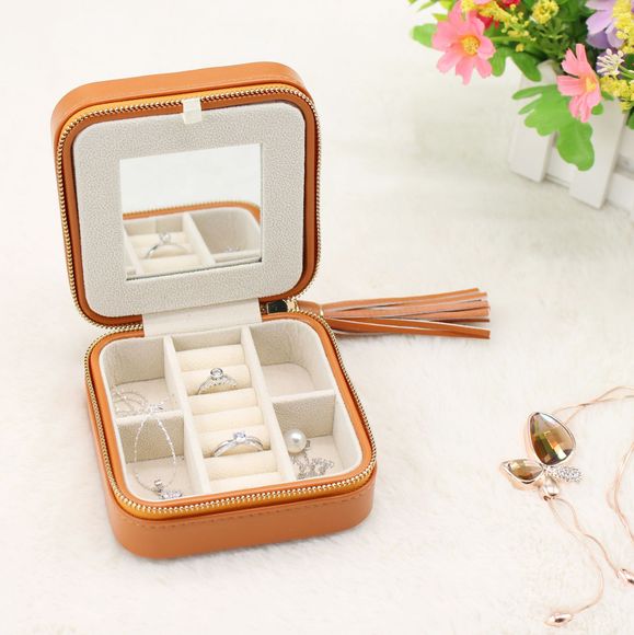 Elegant Solid Color Pu Leather Jewelry Boxes display picture 7